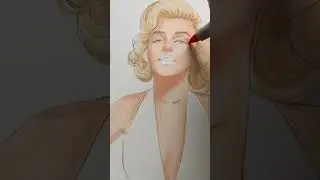 Drawing Marilyn Monroe in GOLD ⭐️ #shorts #fashionillustration #marilynmonroe #drawingtutorial