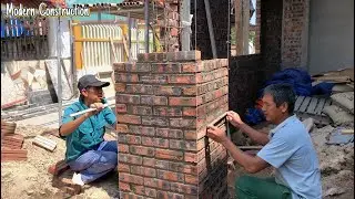 The Technique Of Building A Large Gate Pillar Made Of Bricks And Concrete Is Sturdy And Modern