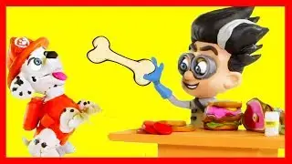 PJ Masks Romeo and Paw Patrol Marshall Claymation Stopmotion with Outdoor Pool Adventure