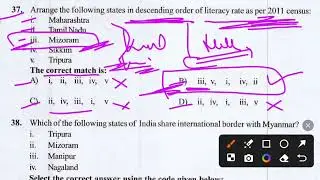Q.37 & 38 JkPsC KaS Preliminary Examination 2024 Paper A General Studies I 