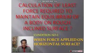Calculation of Least Force Required to Maintain Equilibrium of a Body on Rough Inclined Surface