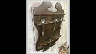 Antique handmade spoon display, collector spoons