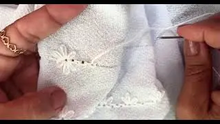 Como bordar um barrado lindo com margaridas no seu pano de prato !