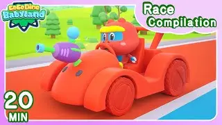 🏎️ GoGoDino Babyland 20MIN Race Compilation 🎢 Learn Color, Shape & Number with Baby Dinos