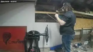 workout fat working on a garage walls and putting shelves up part 9
