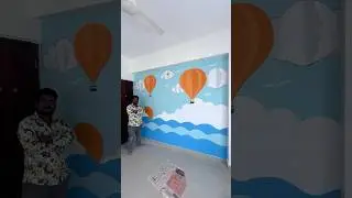 Kids bedroom, parachute wall, painting design