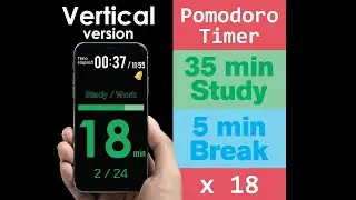Pomodoro Study/Work/Exercise Timer, 35 min Study / 5 min Break with Alarm