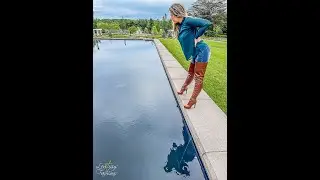 KRISTINA MODELS ZEAGOO SPRING FASHION GREEN WOMEN'S TOP WITH JEANS TIMBER BROWN LEATHER THIGH BOOTS