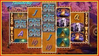 Hard hard the free spins ... Online slot : Thundering Buffalo #buffaloslot