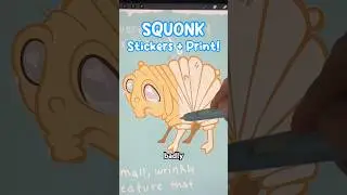 Создание стикеров и принта Squonk #artvlog #sketchbookart #cryptid #stickershop #digitalart #stic...