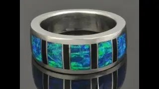 Lab Opal Ring with Black Onyx in Sterling Silver