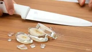 Oddly Satisfying Glass Banana Slice | ASMRGlass Banana ASMR Cutting in Slow Motion