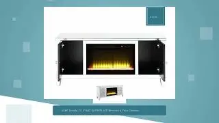 ACME Noralie TV STAND W/FIREPLACE Mirrored & Faux Diamonds LV00312