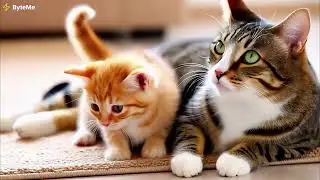 Tabby Meets Kitten in Cozy Playtime  | Miss ByteMe Sp 1: Bob&rsquo;s First Step #cat #funnycats #catlovers