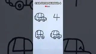 How to draw easy car from number 4 #shorts #drawing
