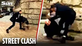 Shocking moment world leader&rsquo;s security team beat protesters near White House