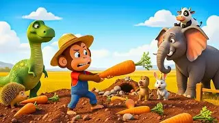 Monkey Farmer Fixes Tractor and Plows Beet Field - Farm Work | Funny Monkey Kids!🐒🌞#3