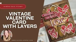Vintage Valentine Card | Distress Ink Layering, Stamping & Collage Background