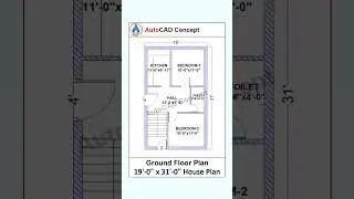 19x31 house plan | 19 by 31 Small home plan | 589 square feet house plan #homedesign #home