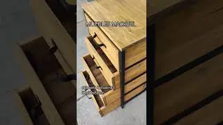 cajonera industrial madera maciza metal estructural epoxi negro gu&iacute;as sobre hierro &aacute;ngulo guardado