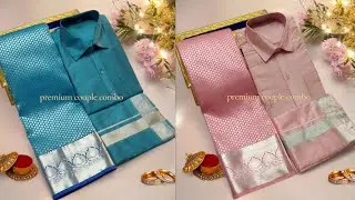 Premium couple matching traditional dress collections | Saree, Shirt and Dhothi Combo