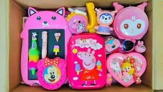 Unboxing New Pink Stationery For Girls 📚 Ring Set, Sling Bag, Nail Art, Geometry Box, Pouch, Board