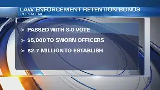 $5,000 retention bonus approved for Chesapeake law enforcement; public safety compensation study und