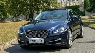 Our 2018 Jaguar XJ Premium Luxury! Liore blue, cashew leather. 56k miles. For sale now!!