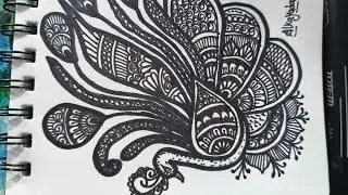 Peacock Feather Mandala Art | Drawing Peacock Mandala Art satisfying video | step by step 