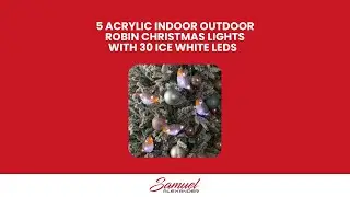 Set of 5 Light up Acrylic Christmas Robin Decoration with 30 Ice White LEDs