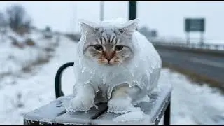 FREEZING..!! Cat set free.