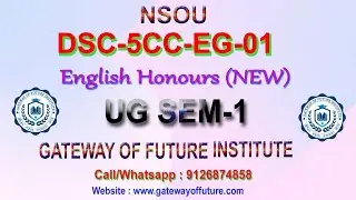 NSOU || UG || NEW SYLLABUS || ENGLISH HONS || FYUG || DSC - 5CC - EG - 01