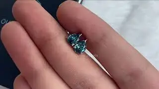 Blue Pear Cut Diamond Stud Earrings | Lab Diamond Pear Cut Stud | Stud Earring    @ourosjewels
