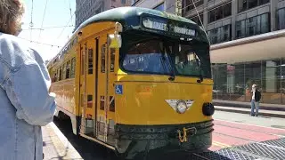 SF Muni 1947 St. Louis Car Co. PCC #1071 on Route F Market & Wharves - Rear View