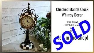 Black & White Checked Mantle Clock, Whimsy checked home decor Courtly d&eacute;cor DIY Buffalo check d&eacute;cor