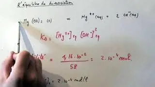 Solubilité de l'hydroxyde de magnésium. CHIMIE GENERALE