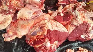 Amazing Butcher Meat Cutting Performance In A Street Meat Shop | Young Butcher Meat Slicing Show