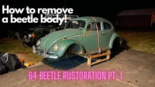 How to remove a VW Beetle body! 64 VW Beetle Restoration Pt.1