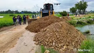 Wow Great Job Repairing New Foundation Village Road & Clear Grass Filling Deep Pond By Skills Driver