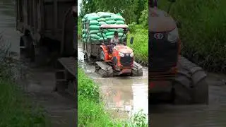 Triple-Track Kubota Tractor DOMINATES Deep Mud! 💪🌾 | 4K Cinematic Farming #shorts #tractor #kubota
