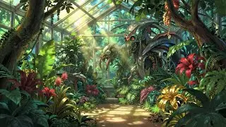 Sunlit Conservatory of Whispering Plants | Enchanting Ambience & Soft Music | 1 Hour