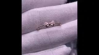 Diamond Wedding Bands for Women Bow Knot Cute Ring with Certificate