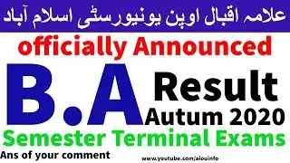 BA Result card Autumn 2020 Online result BA Allama Iqbal Open University | AIOU INFO