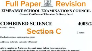O'LEVEL SCIENCE NOVEMBER 2018 PAPER 2 ZIMSEC FULL PAPER #problem solving #science, SECTION C