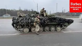 Ukrainian Army Vehicles, Soldiers Keep Guard In Kyiv