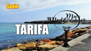 Tarifa beach in the far south of Spain - Europe, the closest point to Africa, View to Morocco