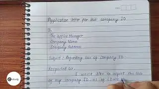 Application Letter for Lost Company ID || Application for Lost Company ID