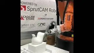 3D robot milling a foam art object with a Blueflame3D solution, powered by SprutCAM Robot