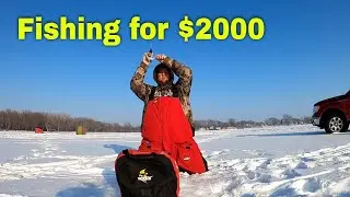 Ice Fishing Tournament for Yellow Bass - First Time DRIVING on ICE