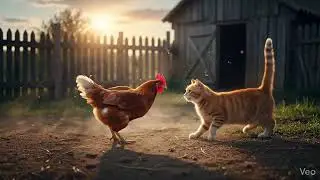 Cat fight with chicken l. #foryou #cartoon #ai 